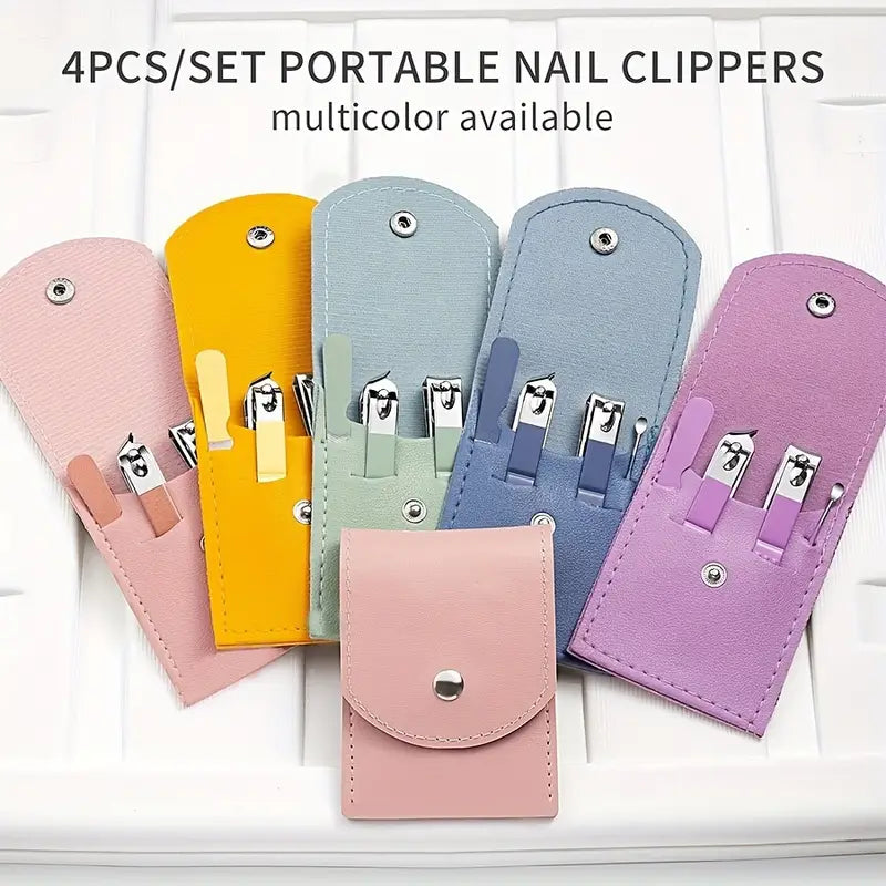 4-in-1 Professional Manicure Set ? Stainless Steel Nail Care Kit with Nail Clippers, Nail File & Dead Skin Fork (Random Color)
