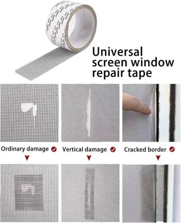 Mesh Roll Tape Window Screen Repair Patch ? Strong Self-Adhesive Fiberglass Mesh, Easy DIY Screen Repair Tape for Windows & Doors (2 Meter)