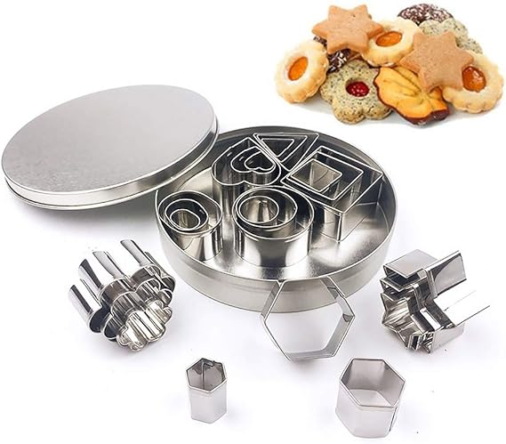 12-Piece Stainless Steel Cookie Cutter Set ? 4 Assorted Shapes for Baking, Pastry, and Crafts