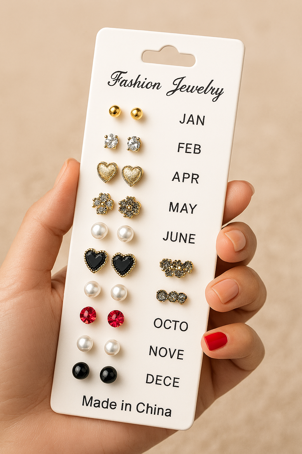 12 Pair Mixed Style Stud Earrings Set for Women ? Golden Copper with Micro-Paved Cubic Zirconia ? Trendy Fashion Jewelry