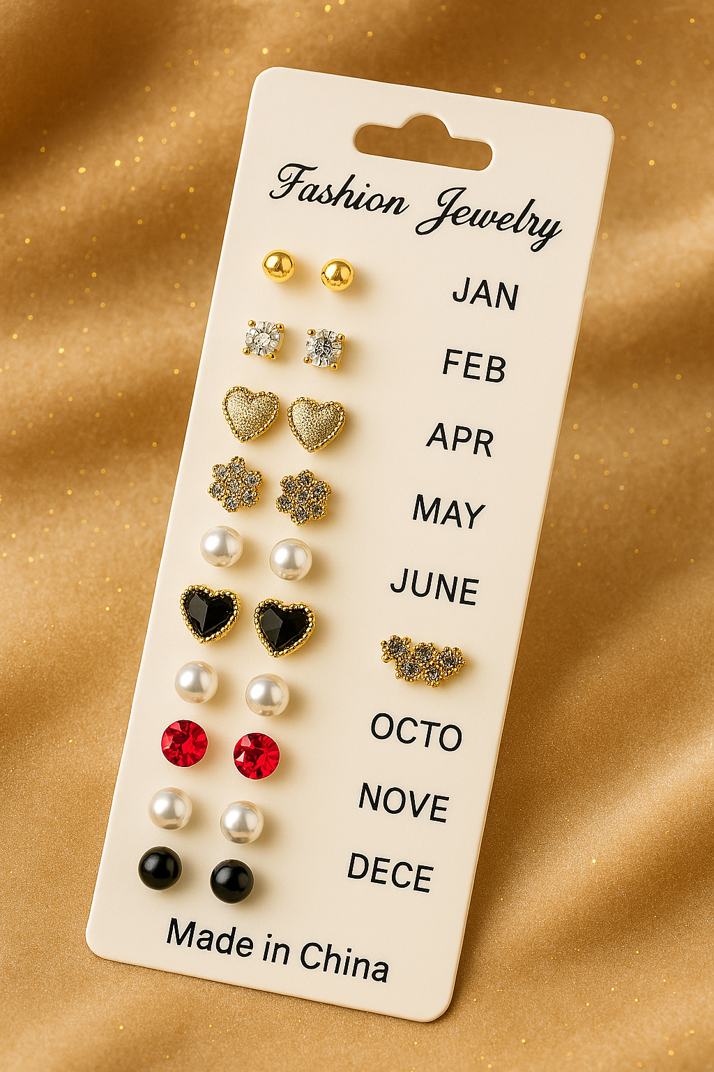 12 Pair Mixed Style Stud Earrings Set for Women ? Golden Copper with Micro-Paved Cubic Zirconia ? Trendy Fashion Jewelry