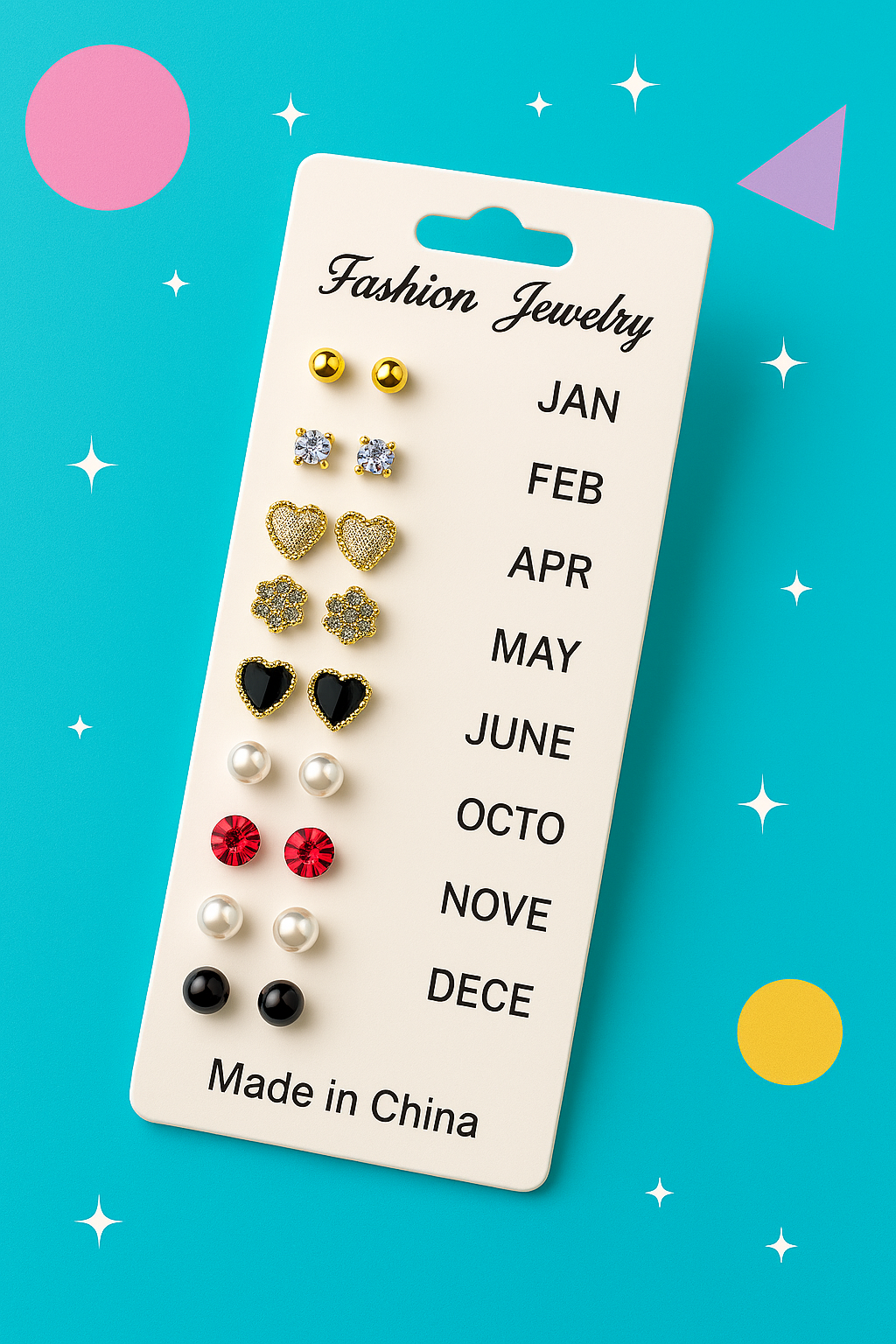 12 Pair Mixed Style Stud Earrings Set for Women ? Golden Copper with Micro-Paved Cubic Zirconia ? Trendy Fashion Jewelry