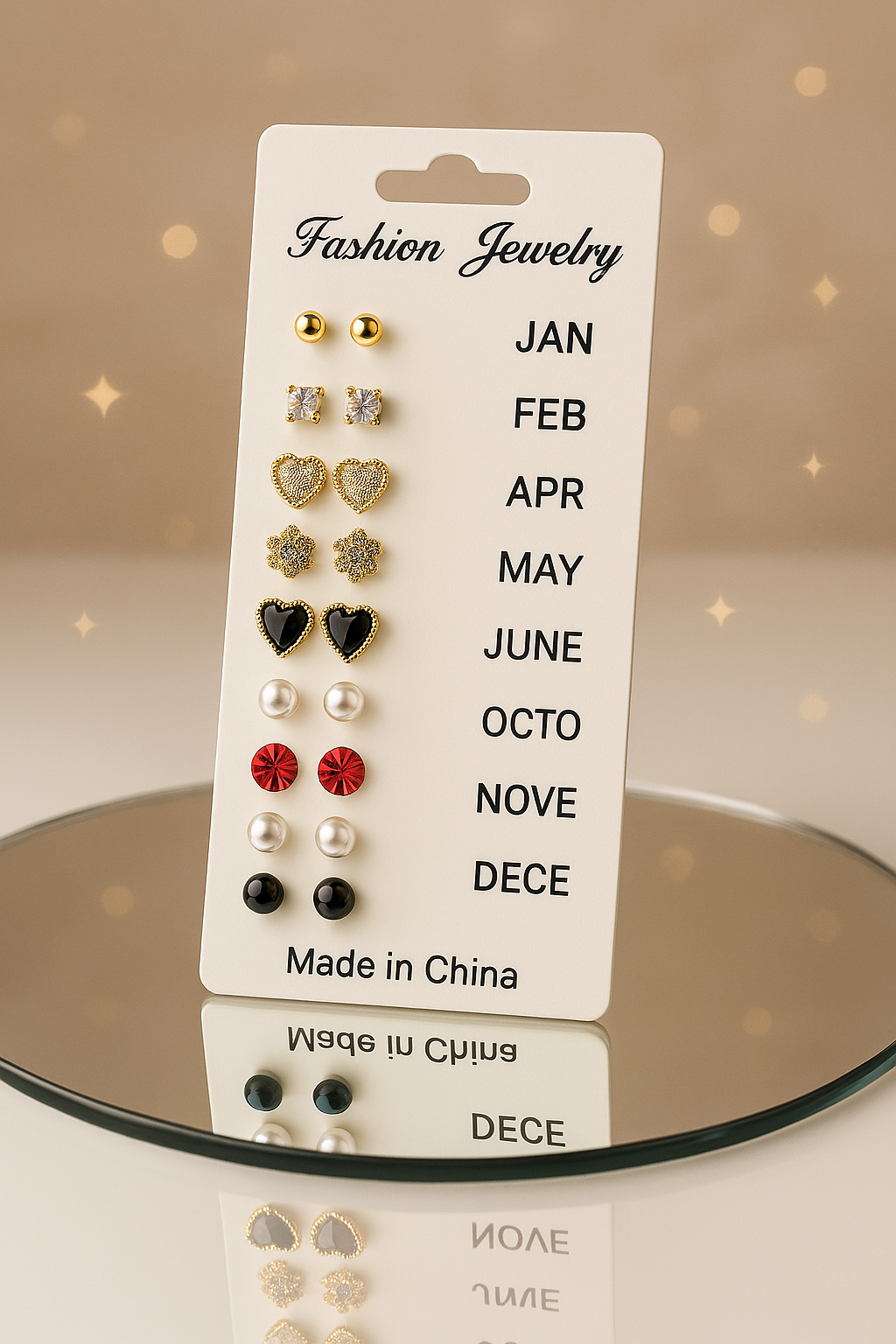 12 Pair Mixed Style Stud Earrings Set for Women ? Golden Copper with Micro-Paved Cubic Zirconia ? Trendy Fashion Jewelry