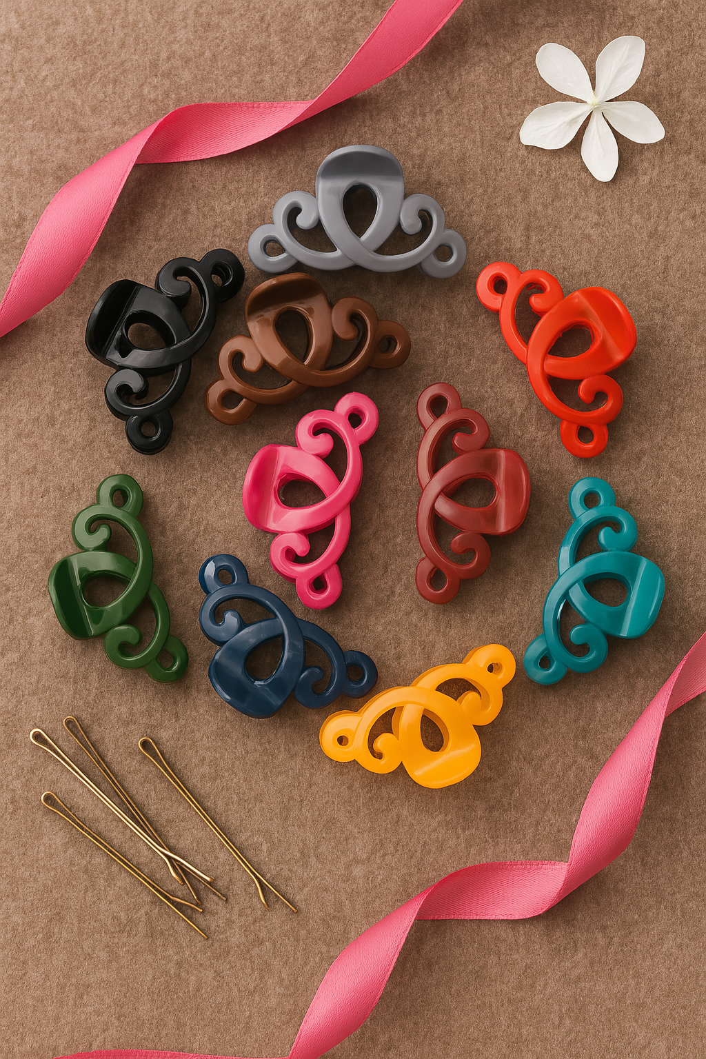 Large Plastic Hair Catchers ? 6-Piece Set for Girls, Multiple Colors