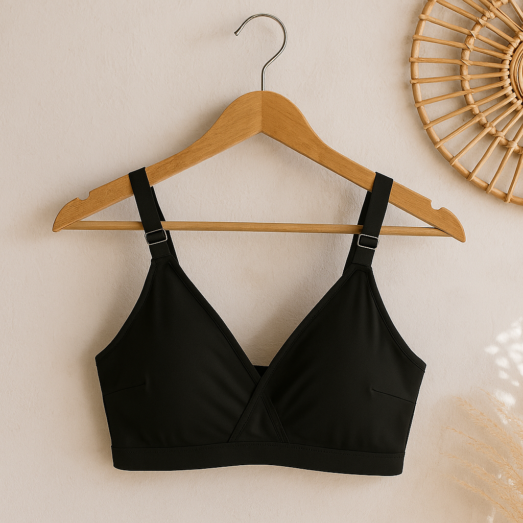 Black SADA Cotton Bra ? Soft  3 Hook Support Bra for Women