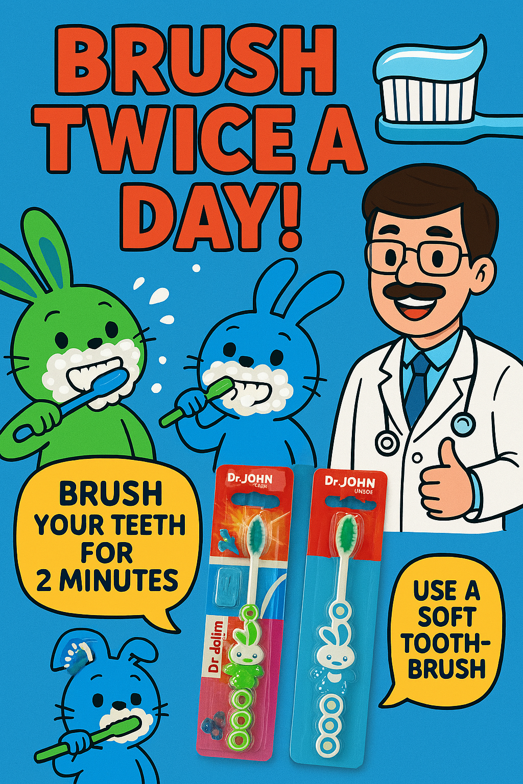 Dr. Jones Baby Teeth Brush ? Pack of 3 | Soft Bristles | Gentle Oral Care for Infants and Toddlers (Random color)