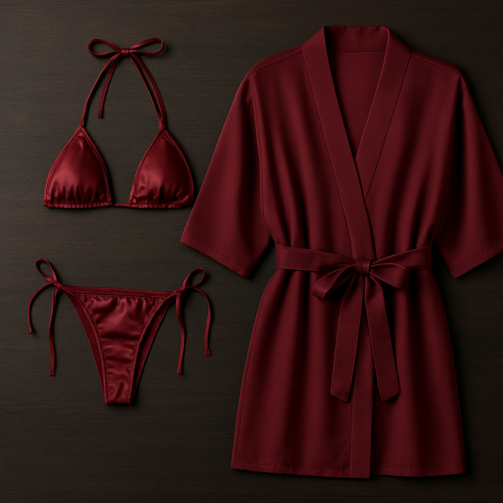 3-Piece Swimwear & Lounge Set for Women ? Monokini, Bikini & Sheer Robe | Beach & Pool Outfit |
