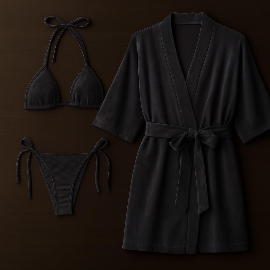 3-Piece Swimwear & Lounge Set for Women ? Monokini, Bikini & Sheer Robe | Beach & Pool Outfit |