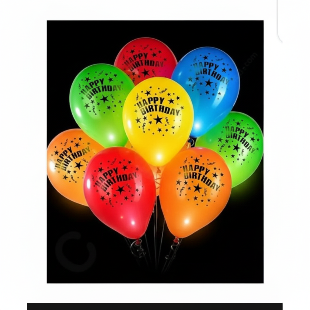 5Pcs Light Up LED Balloons HBD ? Glowing Party Balloons for Birthday, Anniversary, Wedding, New Year, and Celebration Decorations