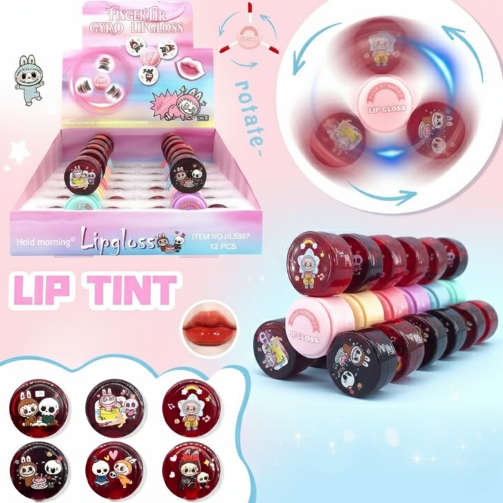 3 in 1 Spinner Lip Gloss/Tint ? Hydrating Liquid Lip Color, Glossy & Vibrant Finish, Multicolor Red Shades, Long-Lasting Shine & Moisturizing Formula