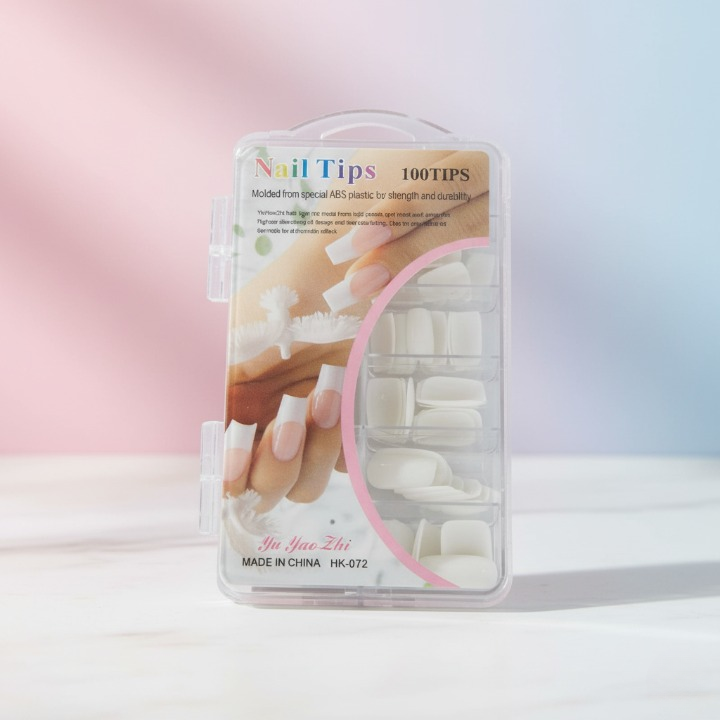 100 Pcs Fake Nails Set ? White ABS Plastic Nail Tips, Durable & Easy-to-Apply, Smooth Finish for DIY Nail Art & Professional Salon Manicure