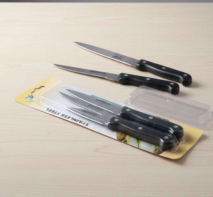 3-Piece Kitchen Knives Set ? Black | Non-Stick Coating, Ergonomic Anti-Slip Handles, Perfect for Chopping, Slicing & Dicing | Dishwasher Safe