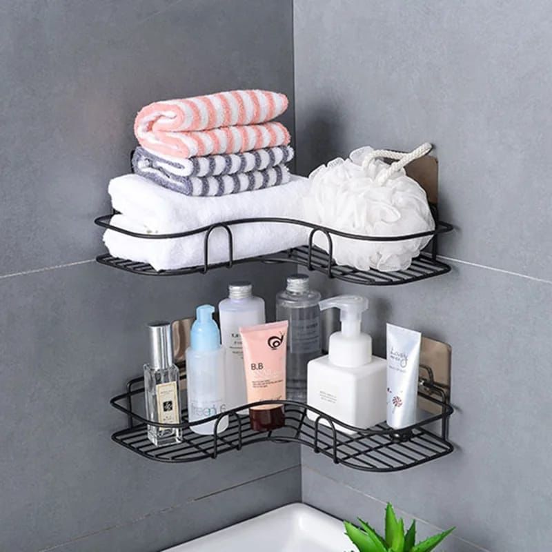 Metal Corner Rack For Bathroom & Kitchen | Bathroom Metal Shelf Organizer | Storage Rack Corner Frame Shampoo Storage Holder | Wall Mount Bathroom Accessories