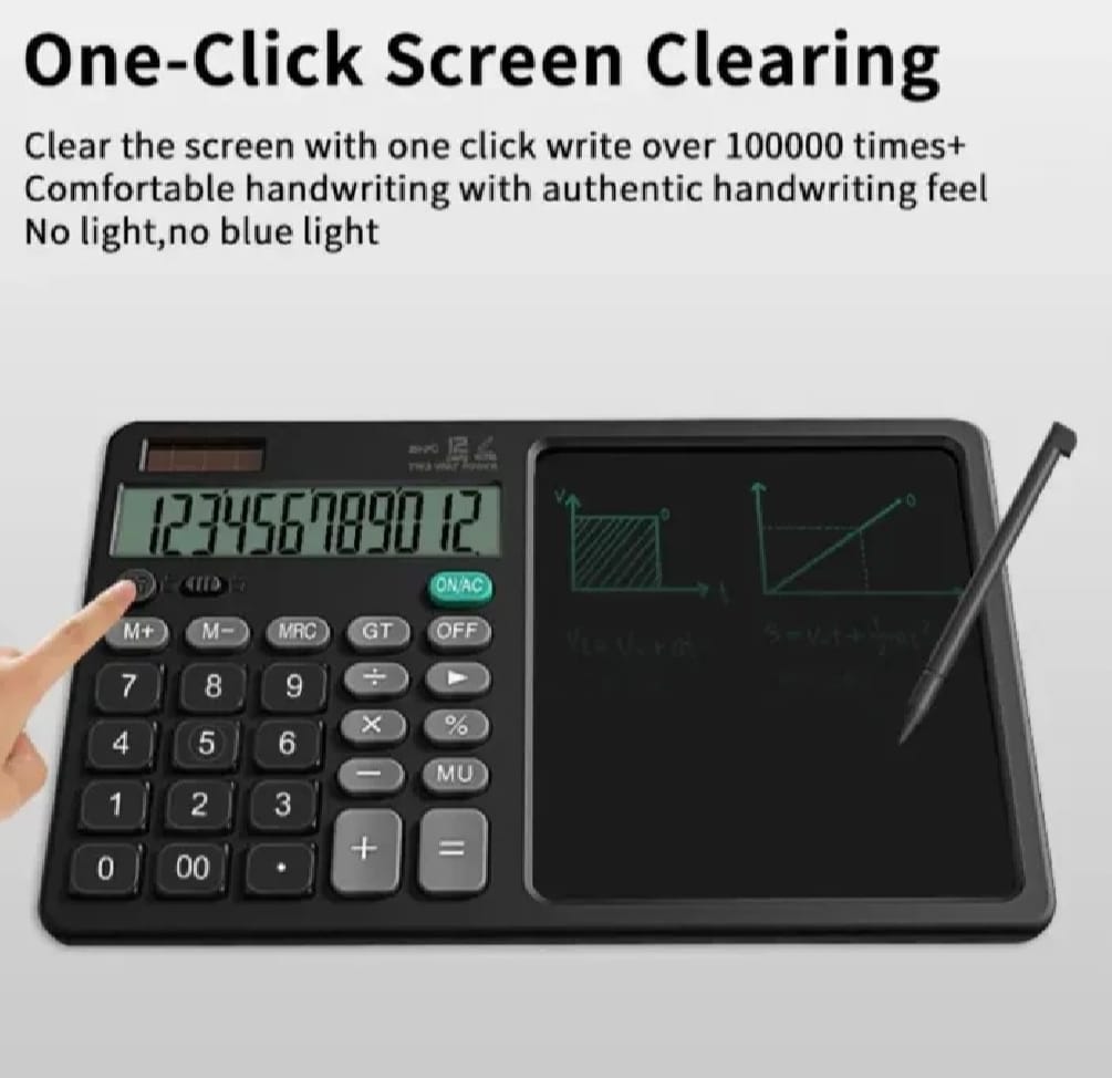 2-in-1 Calculator with LCD Writing Tablet ? Dual-Function Office & School Gadget | Portable & Eco-Friendly |Random Color