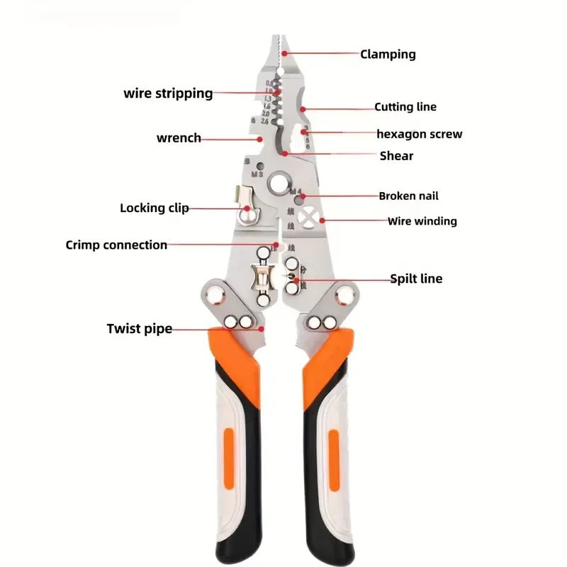 Foldable 8-in-1 Wire Stripping & Cutting Multi-Tool