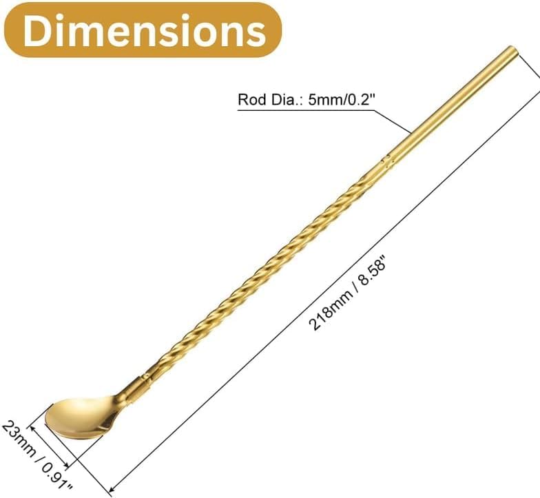 6-Piece Reusable Stainless Steel Straw Spoons with Cleaning Brush ? Eco-Friendly