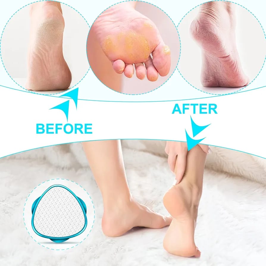 2 in 1 Double-Sided Nano Glass Callus Remover & Crystal Hair Eraser ? Safe & Quick Foot File, Dead Skin & Hard Callus Remover, Painless Epilator for Women, Portable Pedicure Tool (Random Color)