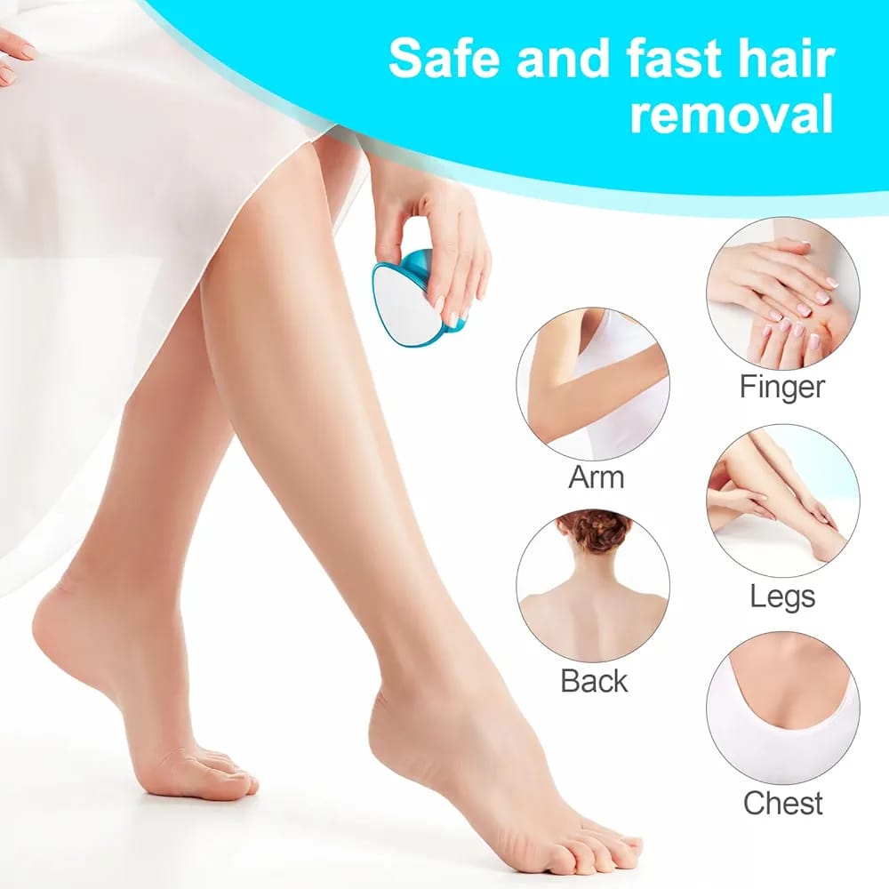 2 in 1 Double-Sided Nano Glass Callus Remover & Crystal Hair Eraser ? Safe & Quick Foot File, Dead Skin & Hard Callus Remover, Painless Epilator for Women, Portable Pedicure Tool (Random Color)