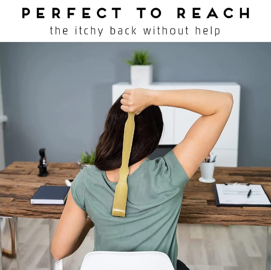 2 Pcs Wooden Back Scratcher & Massage Stick ? Long Handle Backscratching Sticks with Roller for Itch Relief & Body Relaxation