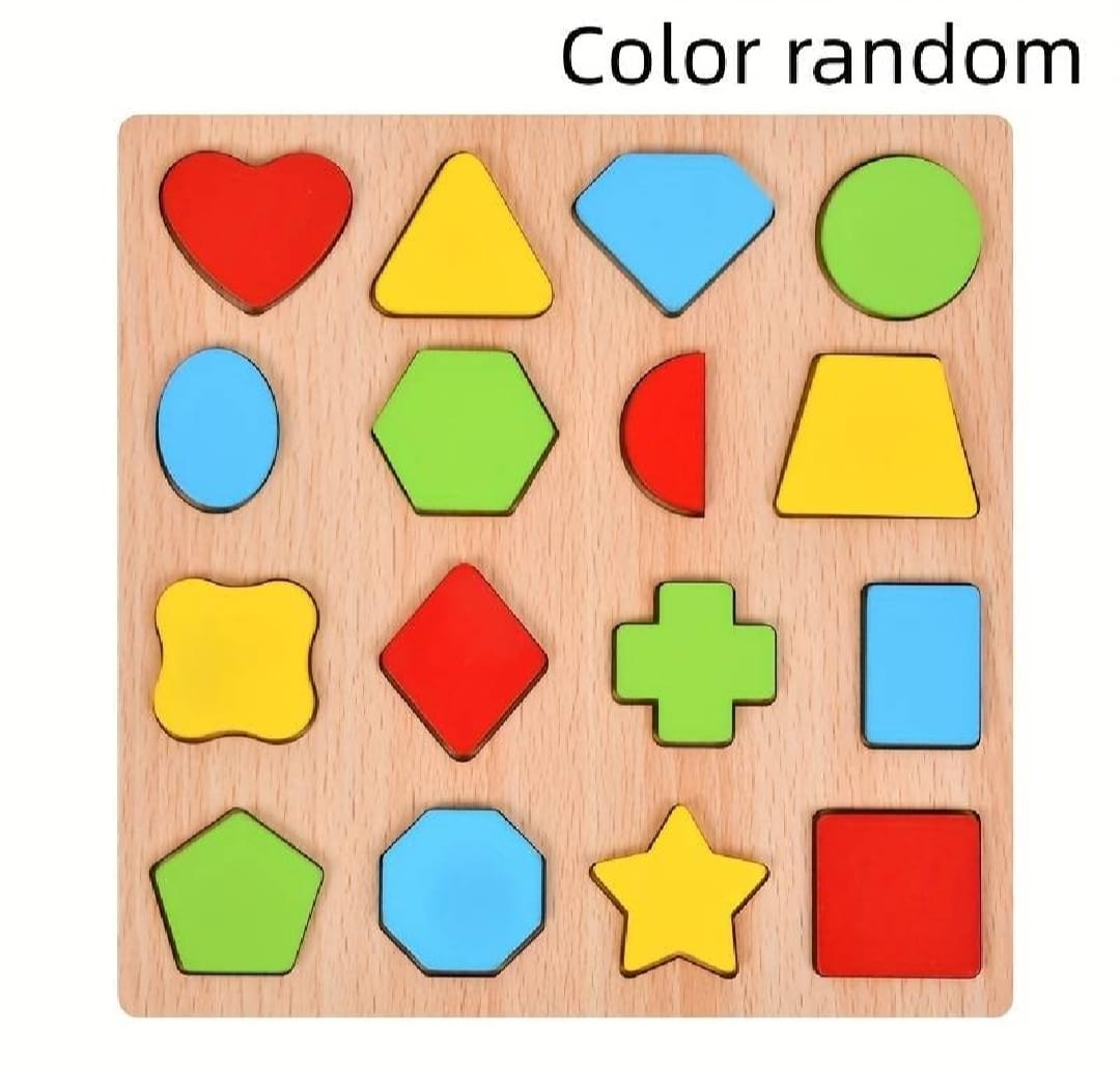 Colorful Geometric Shapes Wooden Cognitive Board Puzzle ? Educational Learning Toy for Kids (1?3 Years, Safe & Durable)