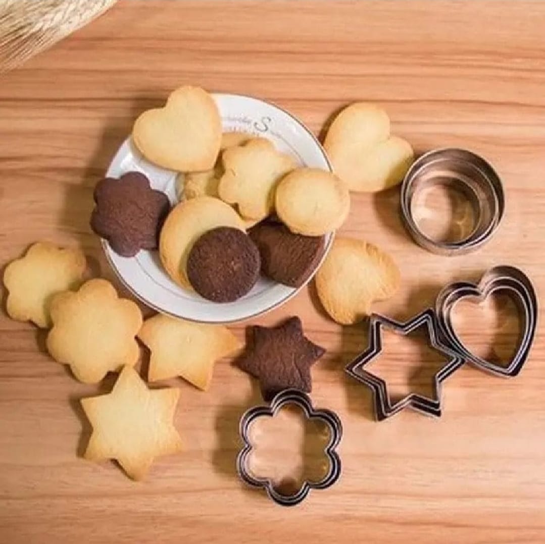 12-Piece Stainless Steel Cookie Cutter Set ? 4 Assorted Shapes for Baking, Pastry, and Crafts