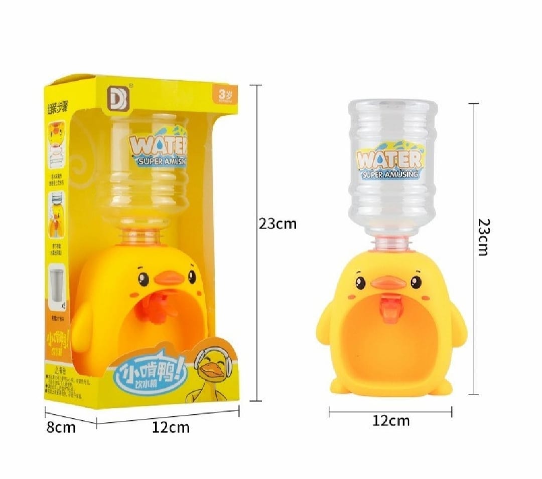Mini Duck Water Dispenser Toy Drinking Fountain ? Cute Yellow Duck Design with Realistic Water Flow, Eco-Friendly ABS Material, Battery Operated Kids Pretend Play Toy Gift with Cups for Boys and Girls, Age 3