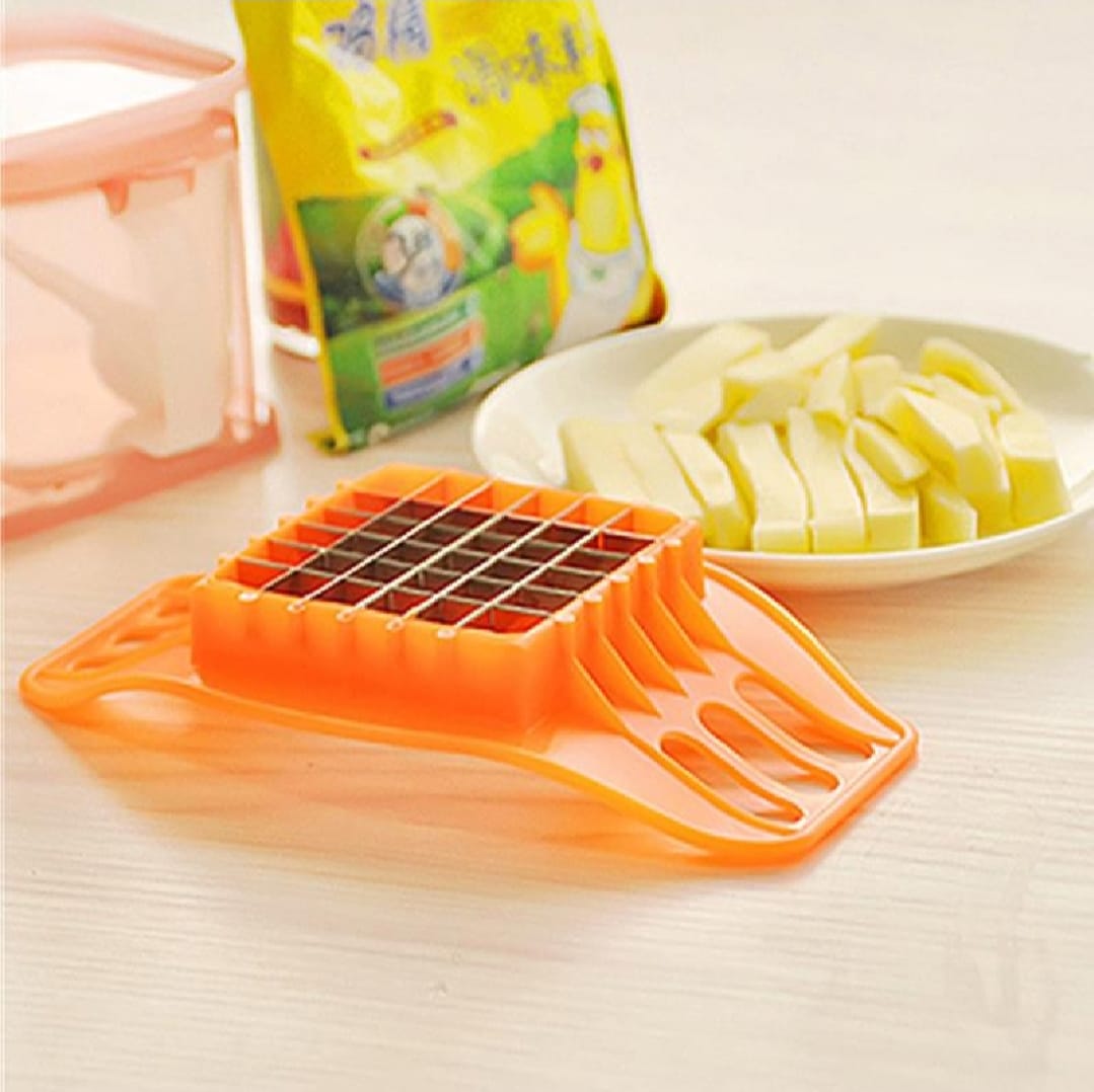 Multifunctional Potato Cutter and French Fry Maker ? Stainless Steel Vegetable and Fruit Slicer, Chopper, Dicer, Kitchen Tool for Cutting Fries, Chips, and Healthy Snacks ? Durable ABS Handle with 36-Blade Grid (Random Color)