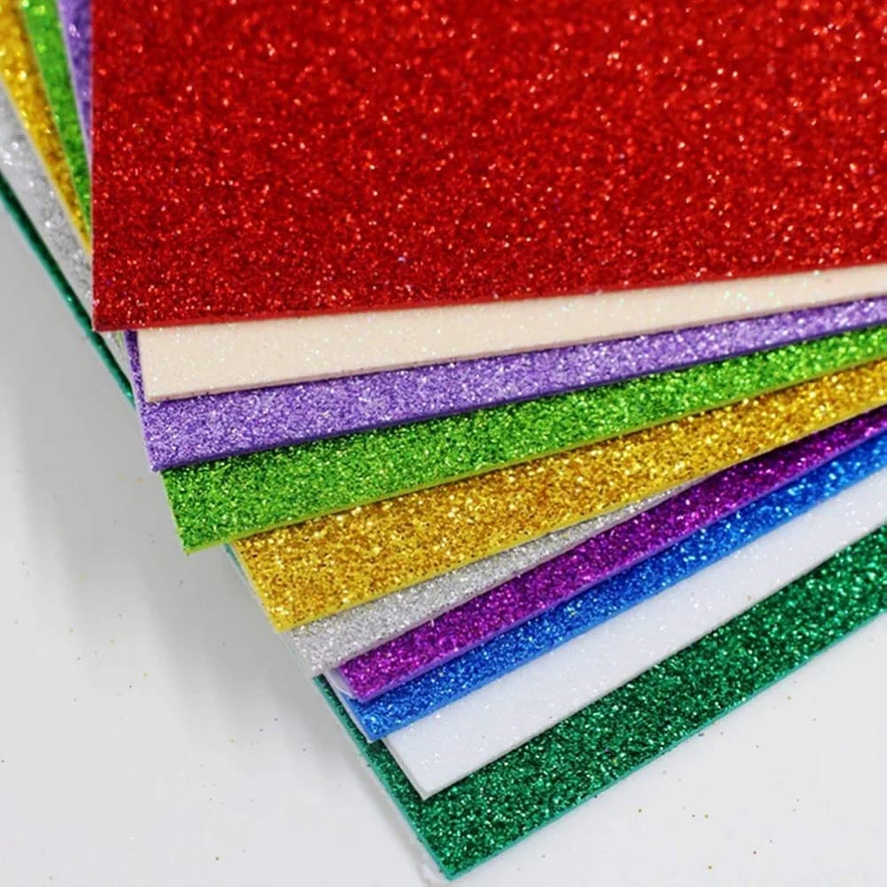10PCS Glitter Foam Sheets ? Premium A4 EVA Craft Adhesive Glitter Paper for DIY, Scrapbooking & School Projects