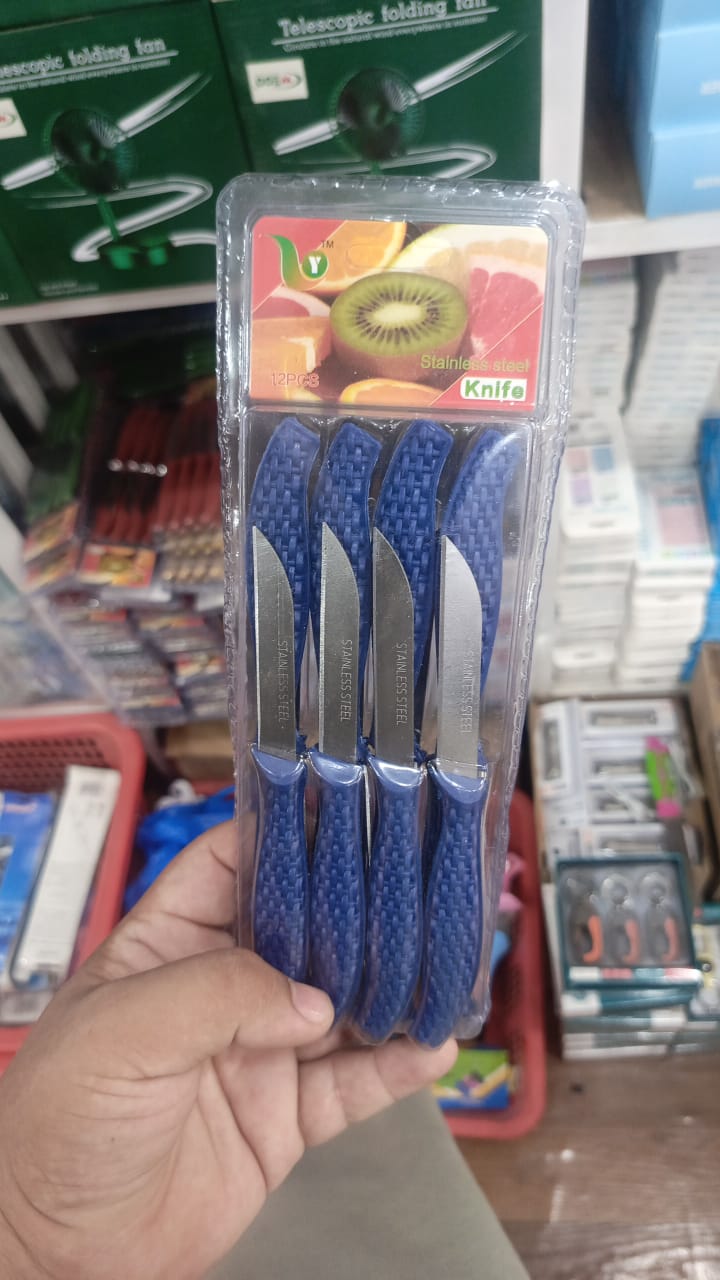 12Pcs Mini Stainless Steel Knife Set ? Compact 14.5cm Carbon Steel Knives for Daily Cutting & Chopping (Random color)