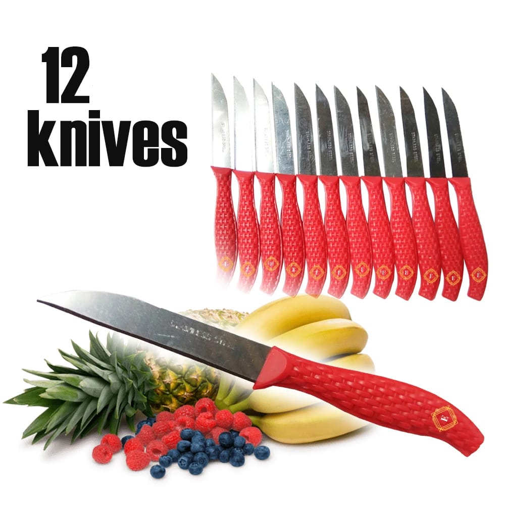 12Pcs Mini Stainless Steel Knife Set ? Compact 14.5cm Carbon Steel Knives for Daily Cutting & Chopping (Random color)