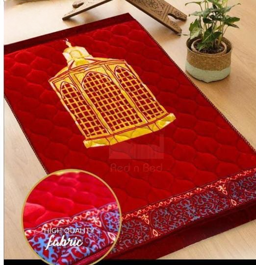 Luxury Velvet Embossed Prayer Mat ? Soft Comfortable Muslim Janamaz for Daily Salah, Elegant Islamic Design, Lightweight & Durable Namaz Rug, Perfect Gift for Ramadan, Hajj & Umrah (Random Design - Color)