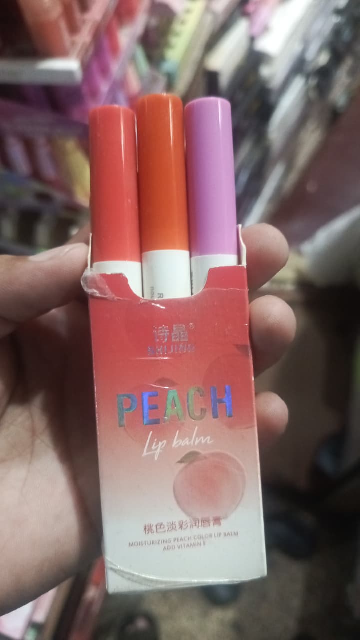 3 In 1 Shijing Peach Lip Balm ? 3-in-1 Moisturizing, Hydrating, Protective & Nourishing Lip Care with Vitamin E ? Natural Peach Flavor, Organic, Vegan & Cruelty-Free
