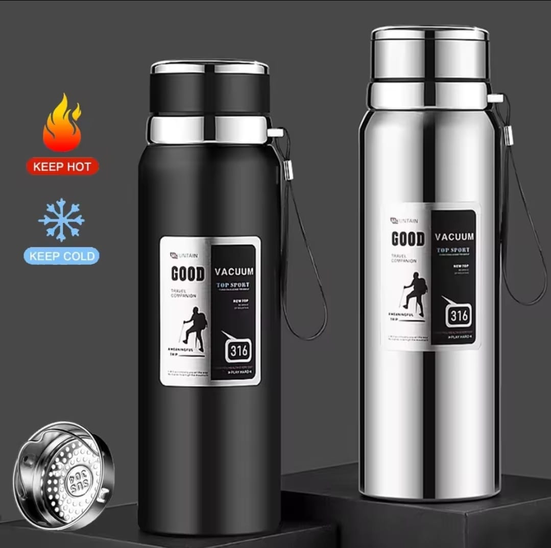 1000ml Large Capacity Stainless Steel Thermos Bottle ? Hot & Cold Vacuum Flask Water Bottle (Random color)