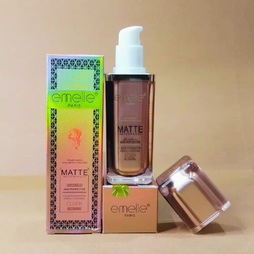 Emelie Matte Waterproof Skin Perfector with Primer ? Long-Lasting, Oil-Control, SPF 15 - Shade 1  30 ML