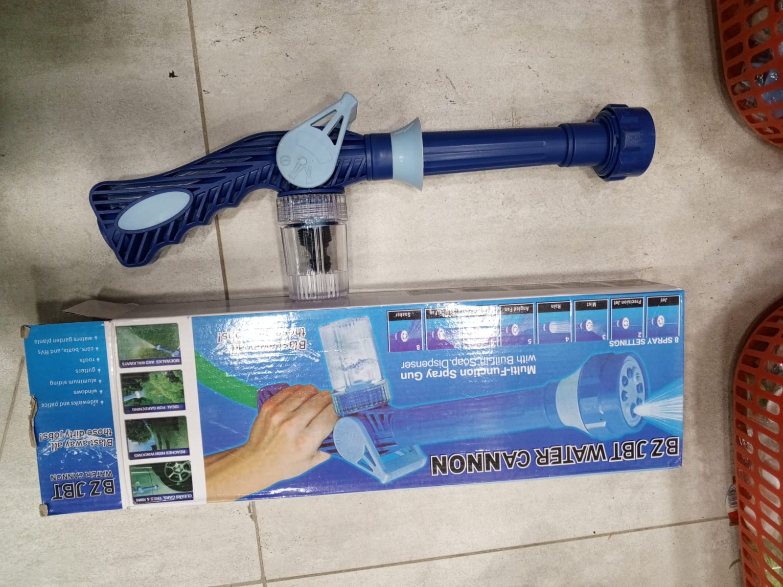 Jet Water Canon 8 In 1 Turbo Water Spray ? For Car & Bike Washing, Gardening - Best Quality Water Spray ( Random Color )