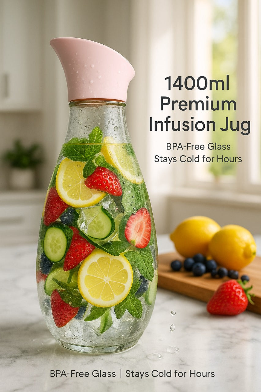 1400ml Hard Glass Water Jug with Lid ? Heat-Resistant Pitcher for Water, Juice, Iced Tea, Milk & Beverages