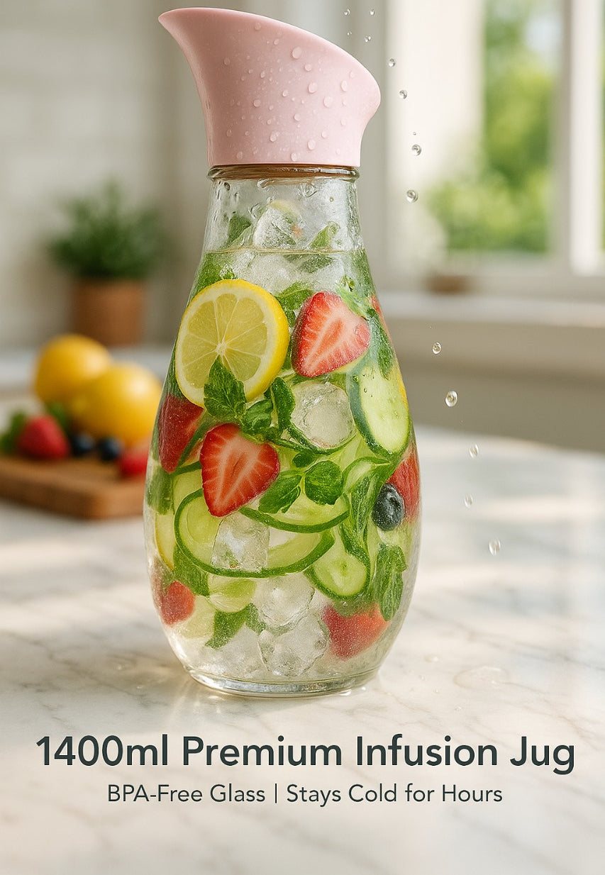 1400ml Hard Glass Water Jug with Lid ? Heat-Resistant Pitcher for Water, Juice, Iced Tea, Milk & Beverages