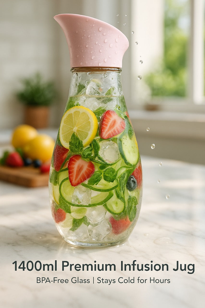 1400ml Hard Glass Water Jug with Lid ? Heat-Resistant Pitcher for Water, Juice, Iced Tea, Milk & Beverages