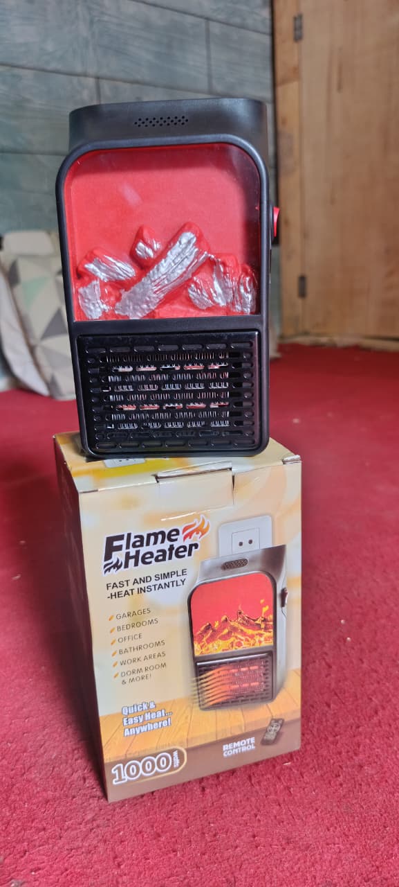 Flame Heater 1000W ? Portable Electric Plug-in Room Heater with Flame Effect & Remote Control