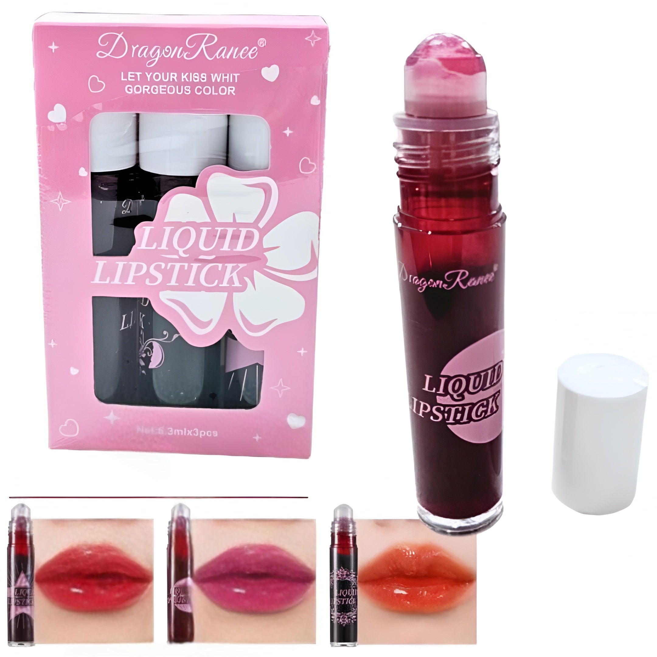 Dragon Ranee Matte Lipstick Pack of 3 ? Waterproof Lip & Cheek Tint Set for Girls, Shades A & B, Long-Lasting Multicolor Matte Finish