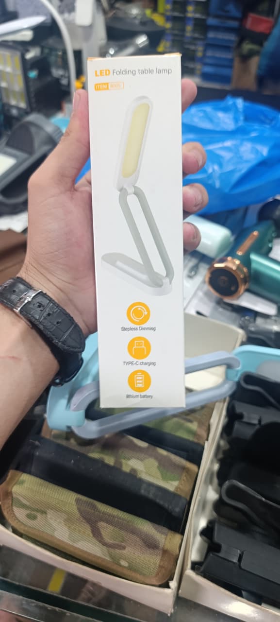 B005 LED Folding Table Lamp ? Rechargeable Stepless Dimmable Desk Light with Type-C Charging & Lithium Battery