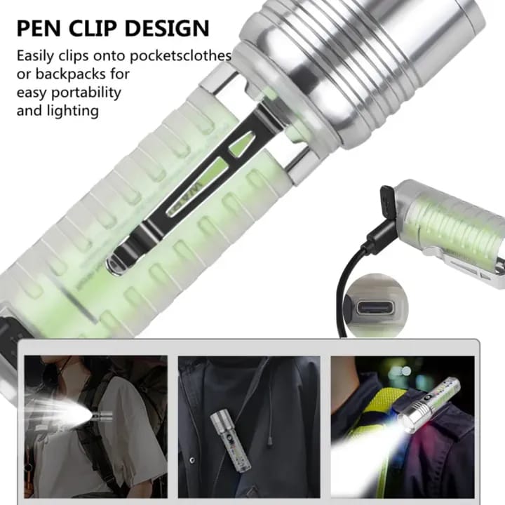 520A Multifunctional Zoom Flashlight | Rechargeable Torch with White, Red, Blue & UV LED  White Laser