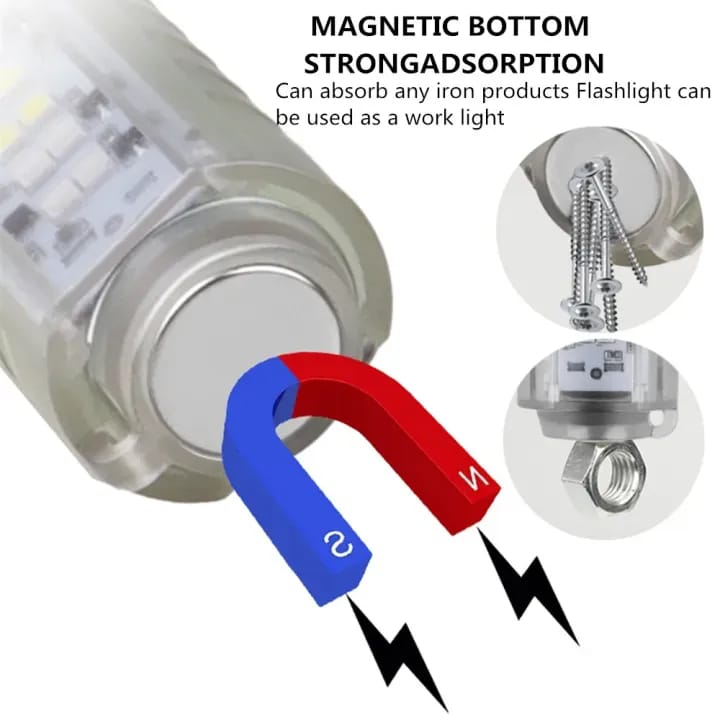 520A Multifunctional Zoom Flashlight | Rechargeable Torch with White, Red, Blue & UV LED  White Laser