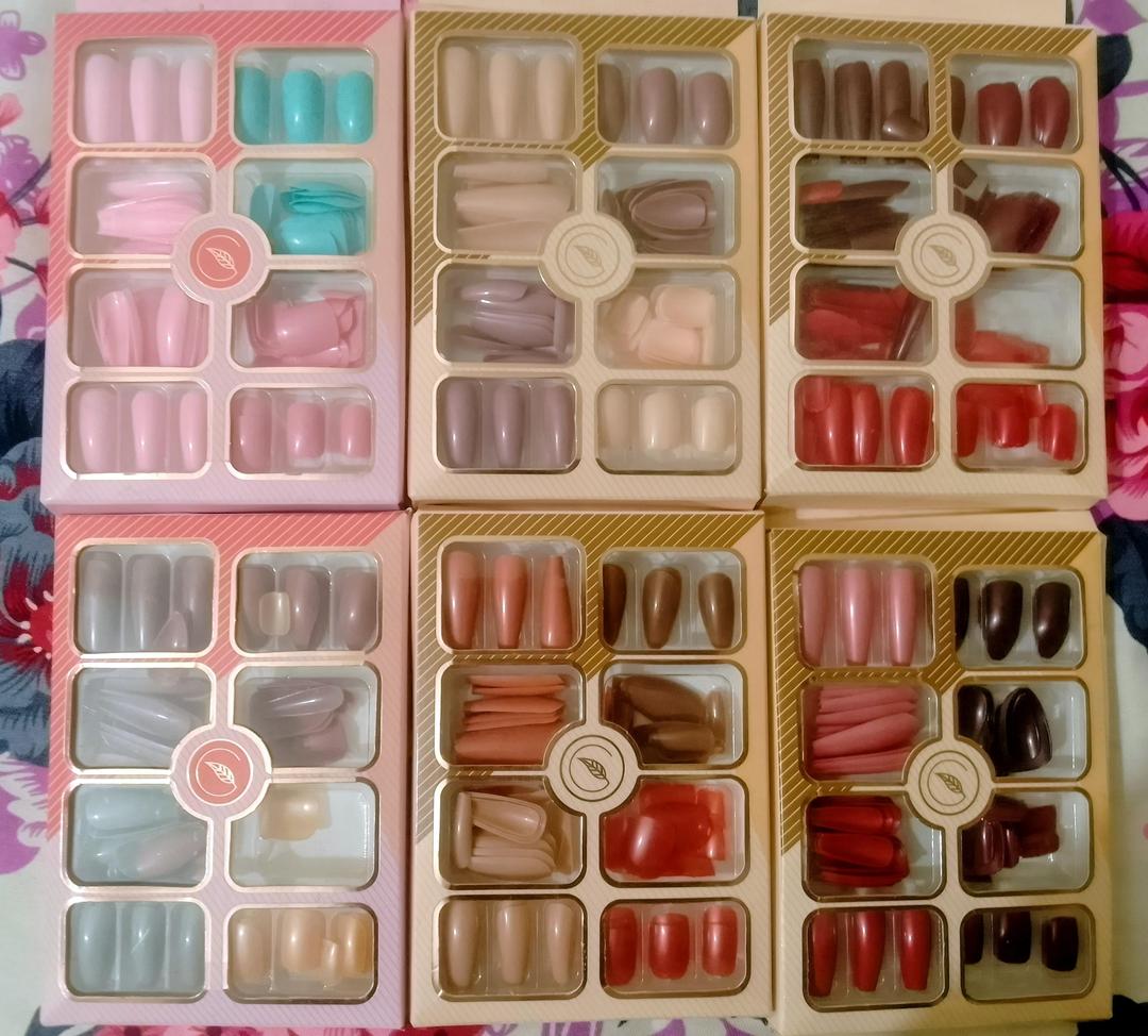 96 Pcs Fake Nails Set ? Nude, Red & Multicolor ABS Plastic Nail Tips, Durable & Easy-to-Apply, Smooth Finish for DIY Nail Art & Professional Manicure