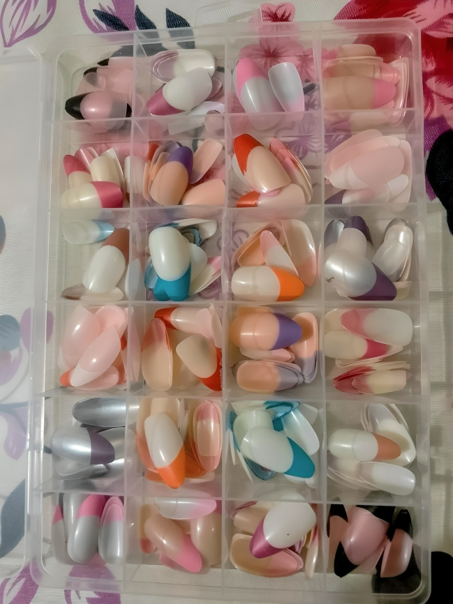 288 Pcs French Nails Set ? Multicolor ABS Plastic Nail Tips, Smooth & Even Coverage, Durable, Easy-to-Apply, Perfect for DIY & Professional Manicures