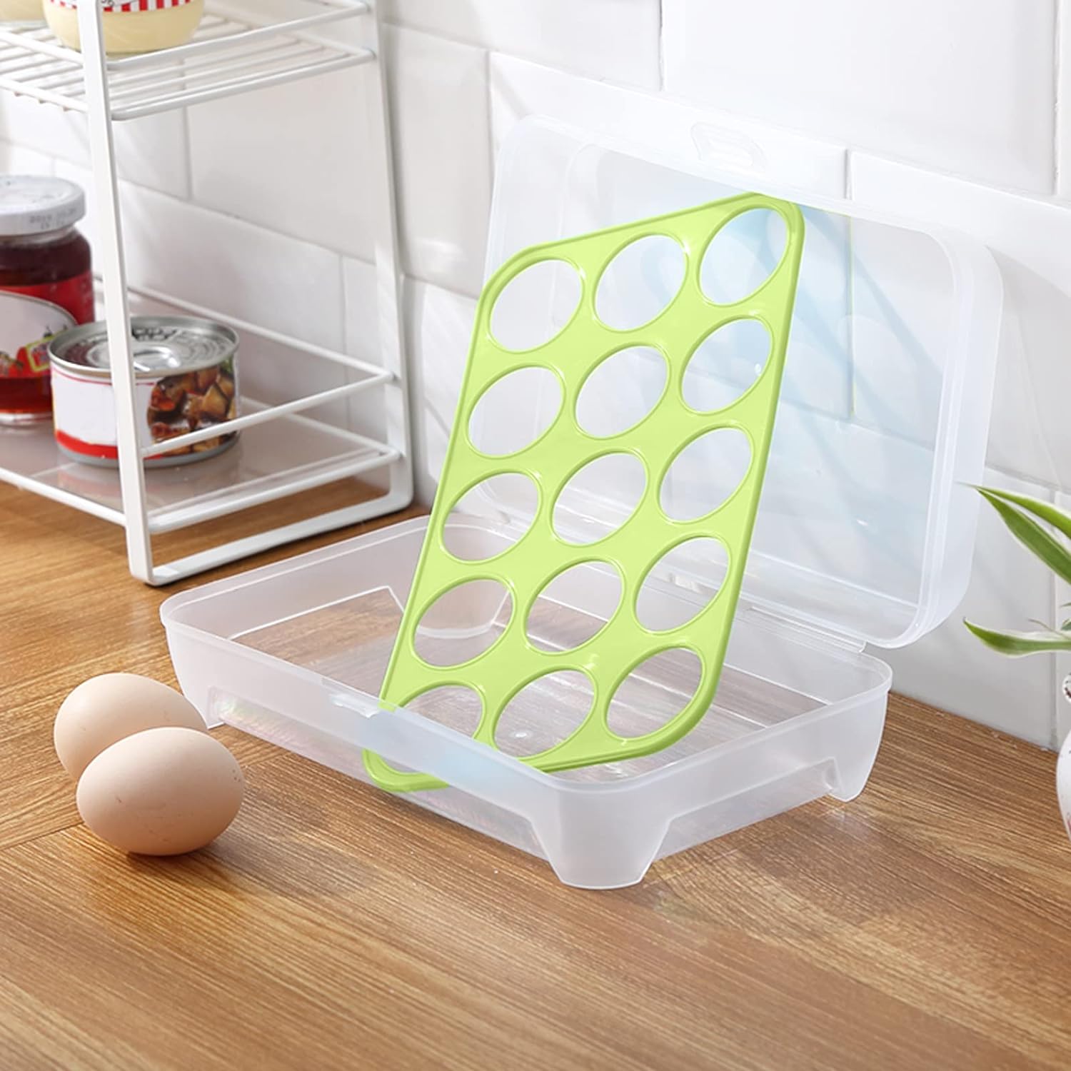 15-Grid Egg Storage Container ? BPA-Free Plastic Refrigerator Organizer with Lockable Lid