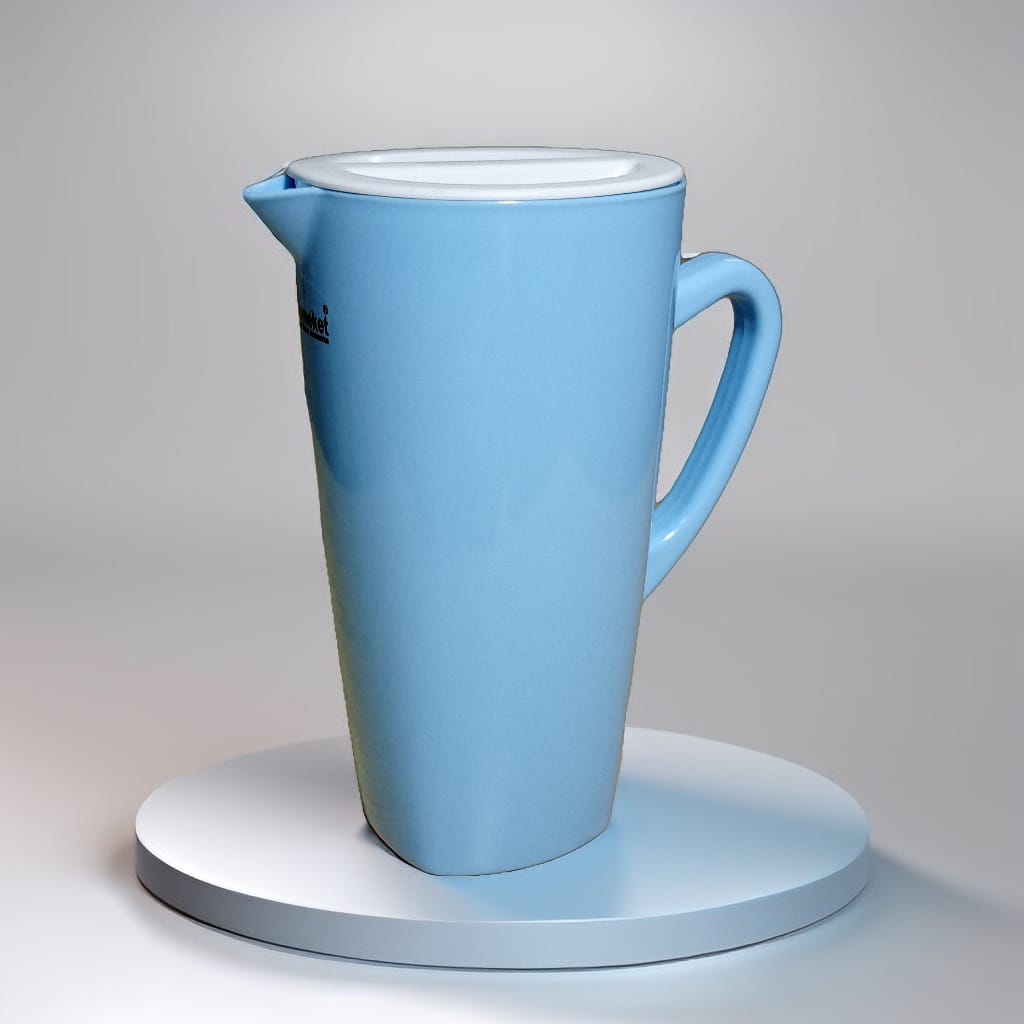 2 Liter Pure Plastic Water Jug ? Food-Grade, Durable & Easy-to-Clean with Handle & Lid (Random color)