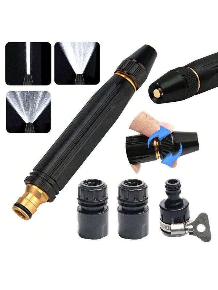 Adjustable Water Spray Nozzle ? Durable Plastic Garden Hose Sprayer (Black, 1 Pc)