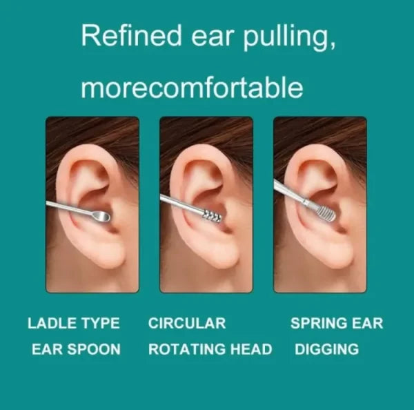 DherigTech Ear Wax Cleaning Kit, 6 Pcs Ear Pick Tools, Wax Removal Kit, Ear Cleaning Tool Set, Spring Earwax Cleaner Tool Ear Wax Remover(random color )