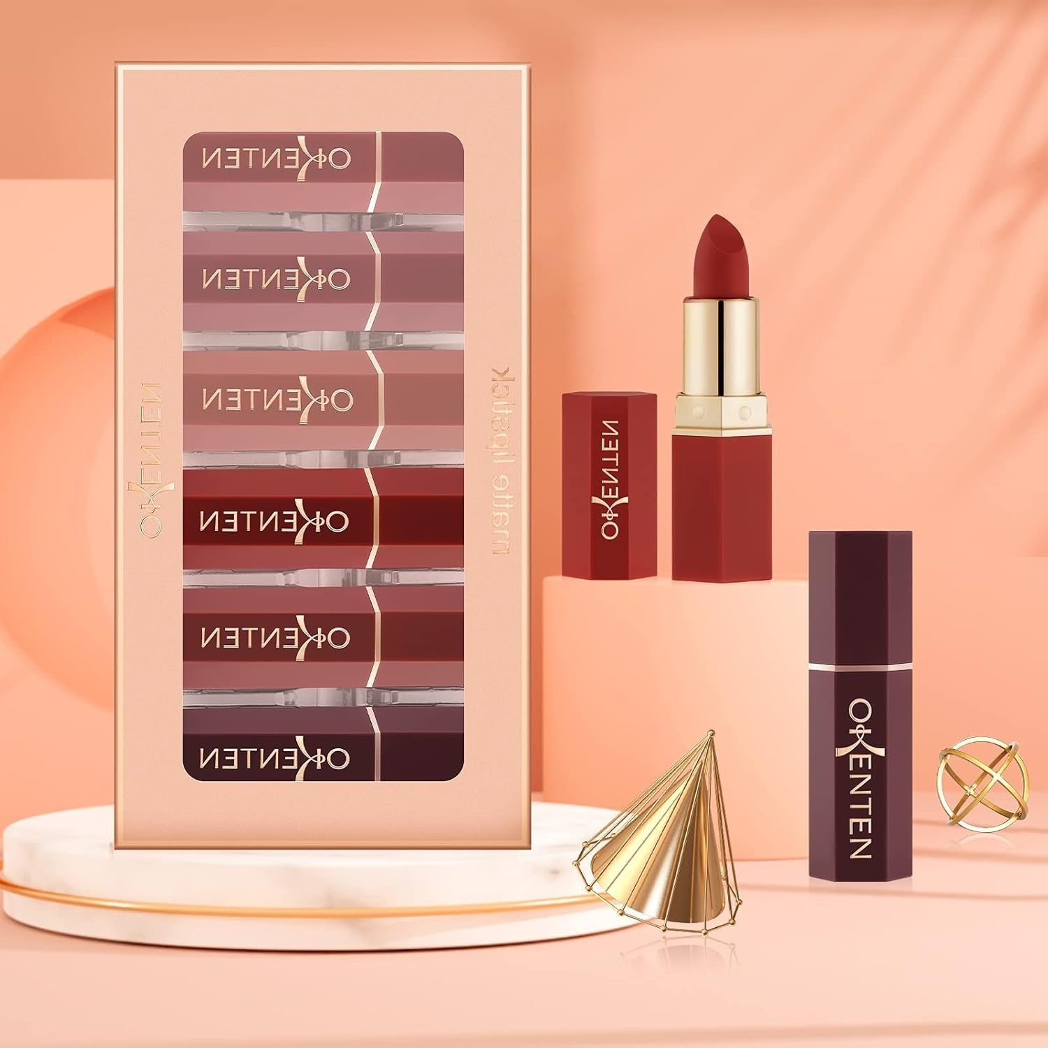 6 Pcs High Pigmented Lipstick Set ? Cream Formula, Matte Texture, Shades of Red & Pink, Long Lasting